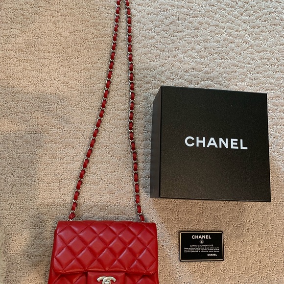 Chanel Lambskin Quilted Mini Square Flap Red - Picture 9 of 10